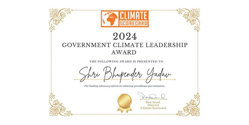 INDIA 2024 CLIMATE SCORECARD AWARD: BHUPENDER YADAV